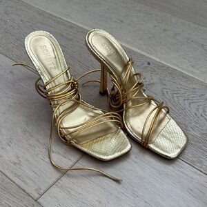 SCHUTZ Gold Strappy Heels